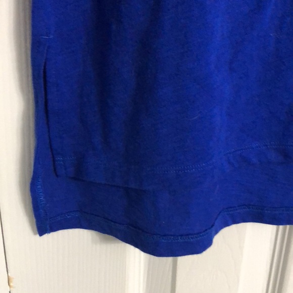 Eileen Fisher Long Sleeve Boatneck High-Low Hemline 100% Cotton Shirt in Blue - Picture 6 of 8